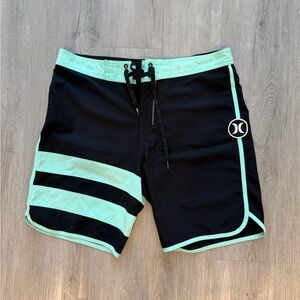 Hurley Black and Mint Swim Shorts